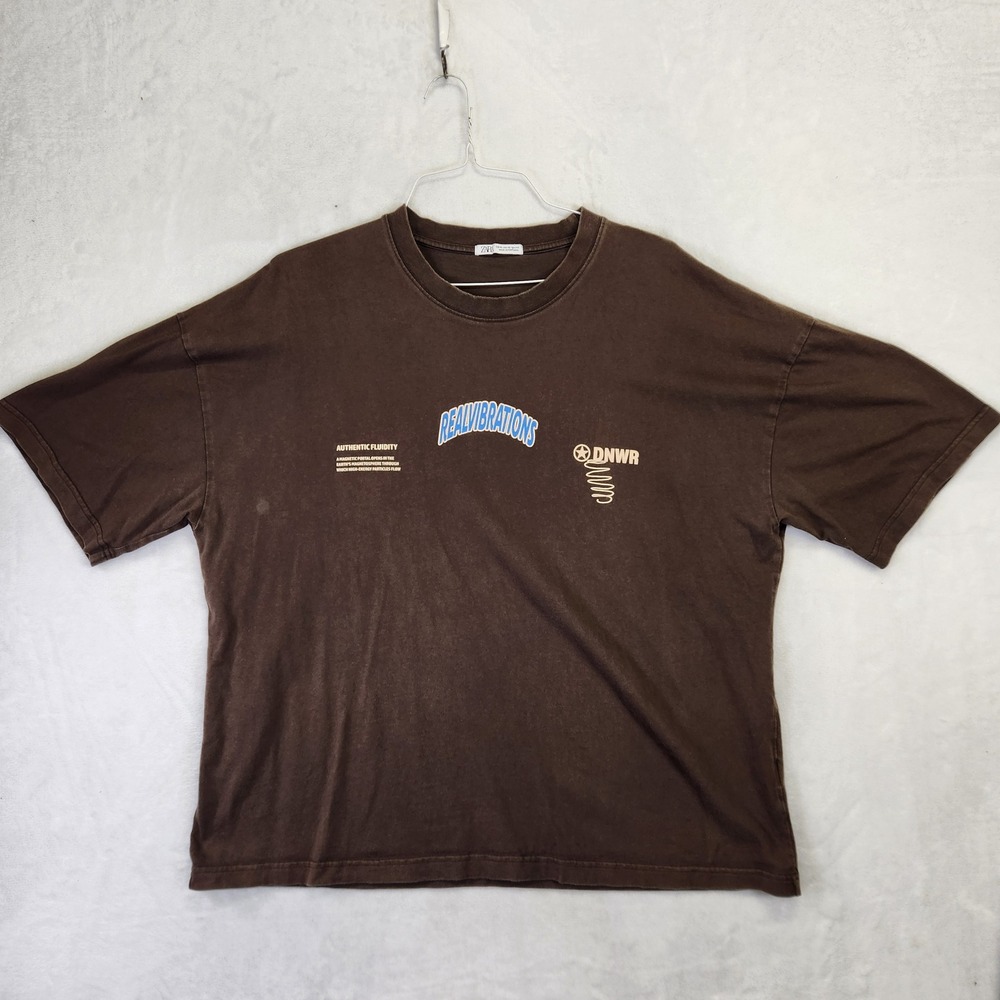 Zara DNWR Real Vibrations Graphic T-Shirt Mens XL Brown Authentic Fluidity Tee